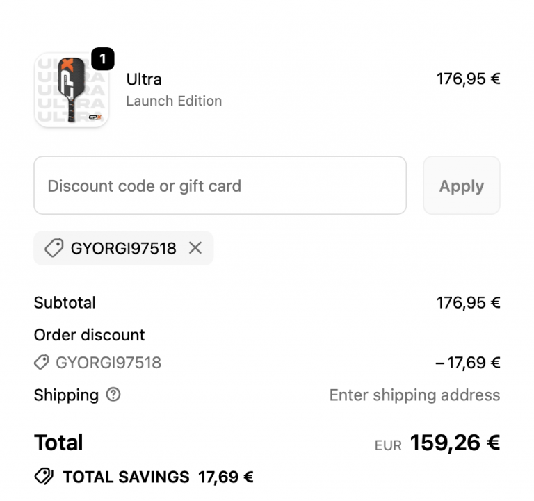 CPX Pickleball cart with Discount Code GYORGI97518 2026 - 10% off applied