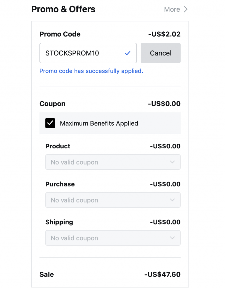 Olive Young cart with Discount Code STOCKSPROM10 2026 - extra 10% off applied