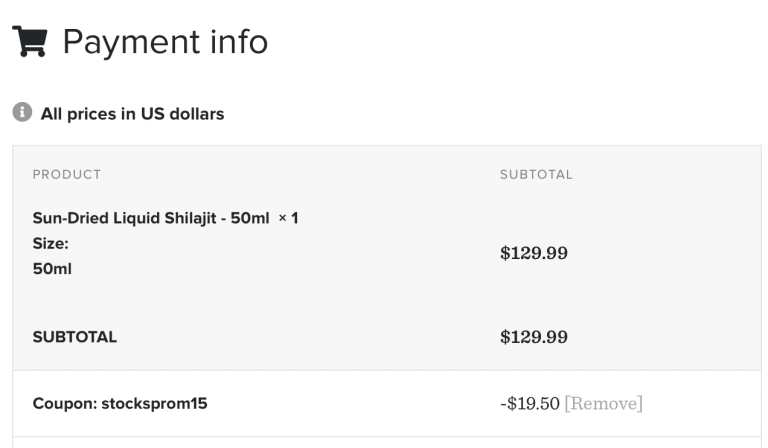 Pure Himalayan Shilajit cart with Discount Code STOCKSPROM15 2026 - 15% off applied