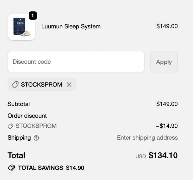 Luumun Sleep cart with Discount Code STOCKSPROM 2026 - 10% off applied