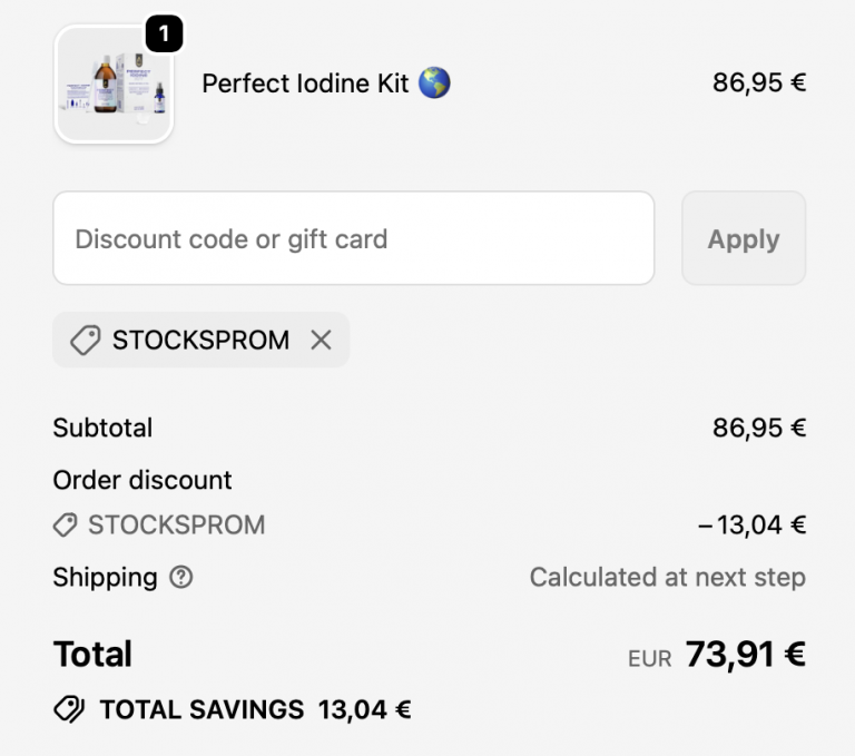 Activation Products cart with Discount Code STOCKSPROM 2026 - 20% off applied