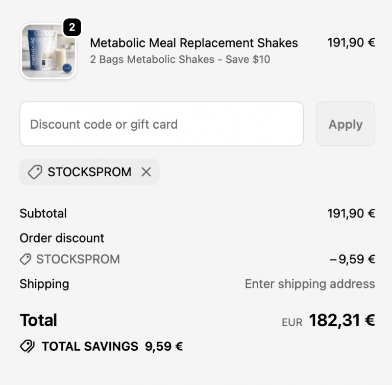 Metabolic Transformation cart with Discount Code STOCKSPROM 2026 - 5% off applied